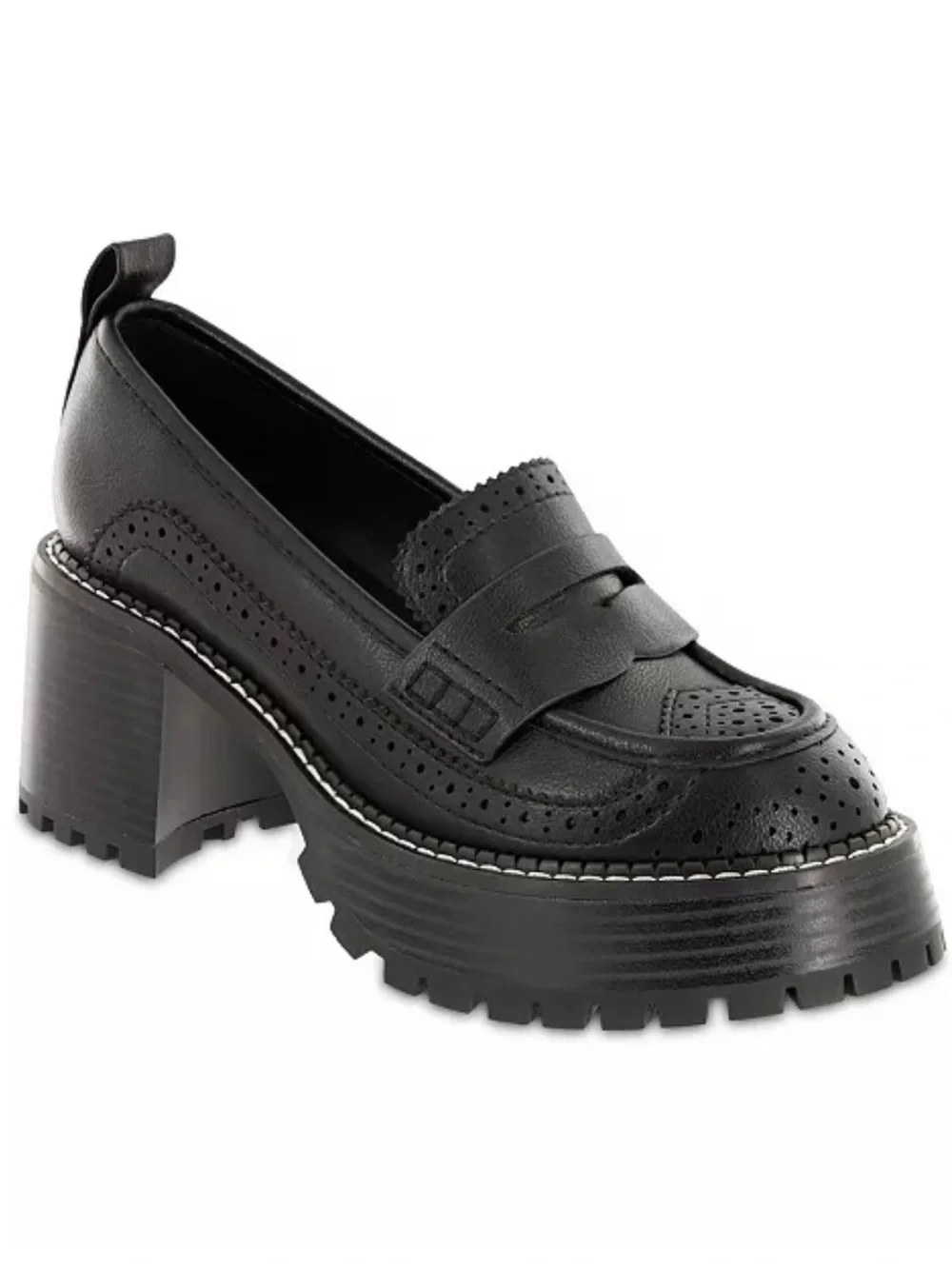 MIA Deena y2k Round Toe Platform Lug Sole Loafers BLACK Size 8.5m